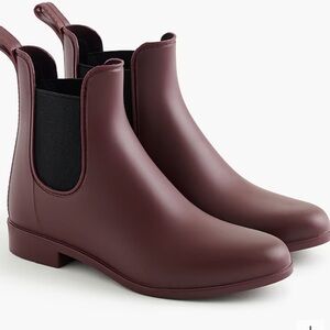 J. Crew matte Chelsea dark burgundy ankle rain boot size 8